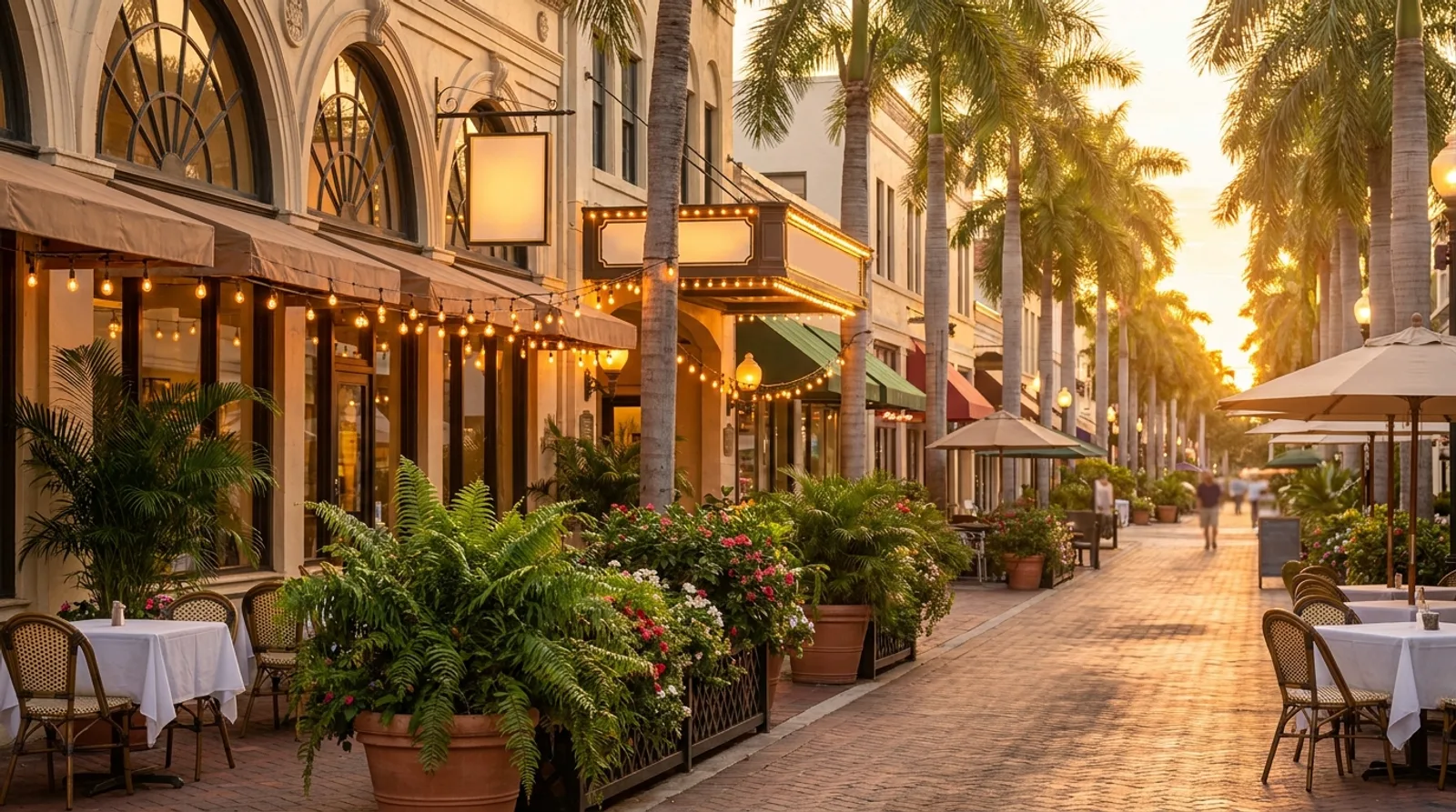 5th Avenue South in Naples, Florida at golden hour